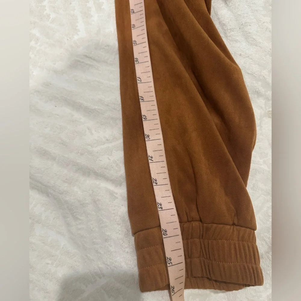 Mi Ami faux suede tie waist high rise joggers